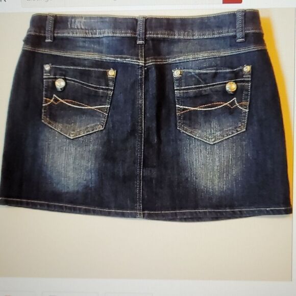 13 IZ PREMIUM DENIM whisker wash BLUE JEAN MINI SKIRT JUNIOR - Picture 8 of 8